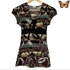 SUZY Shier Swirl Print Tie Back Top Size Small